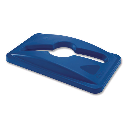 Image of Rubbermaid® Commercial Slim Jim Single Stream Recycling Top For Slim Jim Containers, 12.1w X 21d X 2.75h, Blue