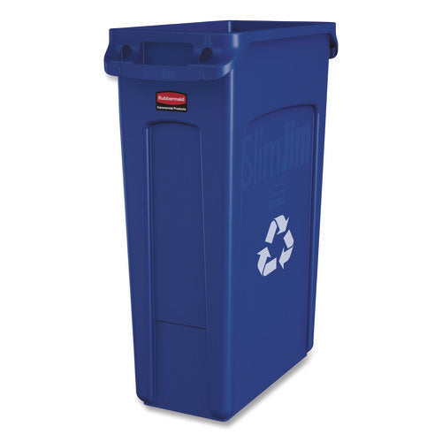 Image of Rubbermaid® Commercial Slim Jim Single Stream Recycling Top For Slim Jim Containers, 12.1w X 21d X 2.75h, Blue