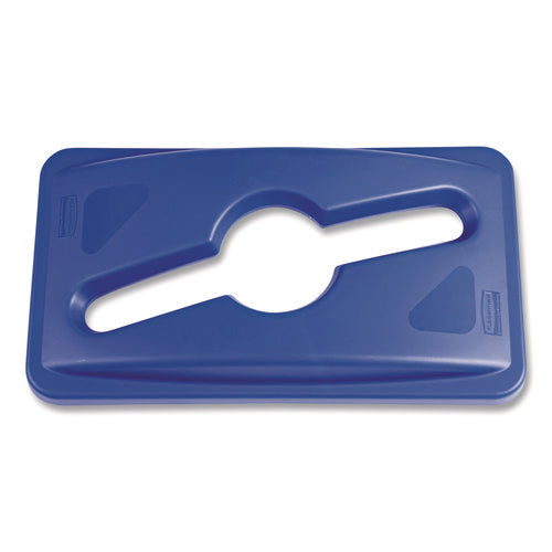 Image of Rubbermaid® Commercial Slim Jim Single Stream Recycling Top For Slim Jim Containers, 12.1w X 21d X 2.75h, Blue