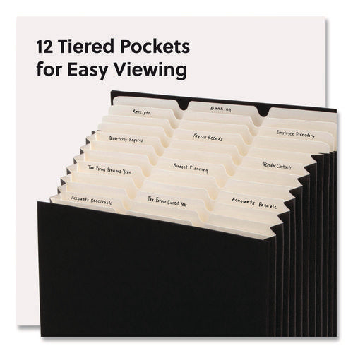 Image of Smead Stadium File, 10.5" Expansion, 12 Sections, 1/3-Cut Tabs, Letter Size, Charcoal