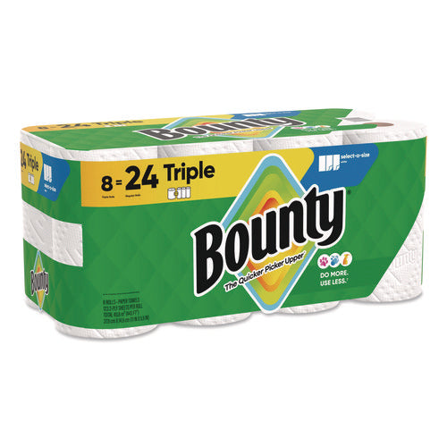 Image of Bounty® Select-a-Size Kitchen Roll Paper Towels, 2-Ply, White, 6 x 11, 123 Sheets/Roll, 8 Triple Rolls/Carton