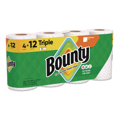 Image of Bounty® Kitchen Roll Paper Towels, 2-Ply, White, 10.5 x 11, 75 Sheets/Roll, 4 Triple Rolls/Pack, 6 Packs/Carton