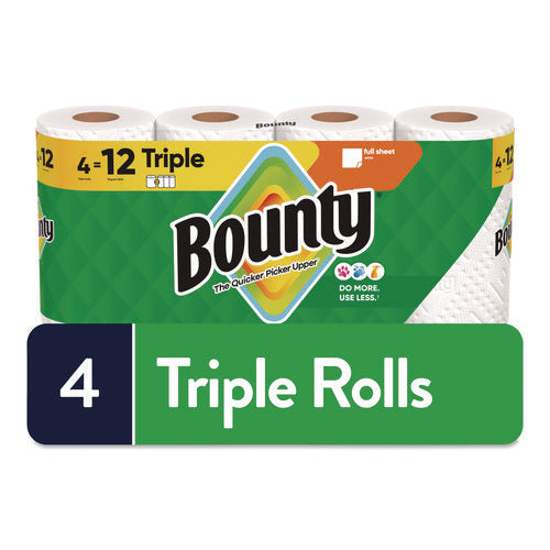 Image of Bounty® Kitchen Roll Paper Towels, 2-Ply, White, 10.5 x 11, 75 Sheets/Roll, 4 Triple Rolls/Pack, 6 Packs/Carton