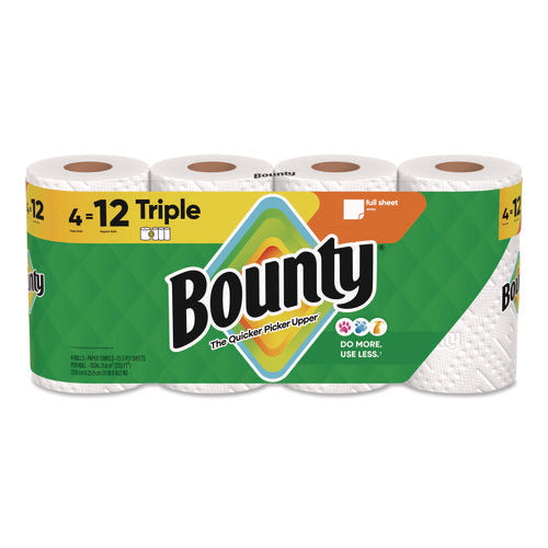 Image of Bounty® Kitchen Roll Paper Towels, 2-Ply, White, 10.5 x 11, 75 Sheets/Roll, 4 Triple Rolls/Pack, 6 Packs/Carton