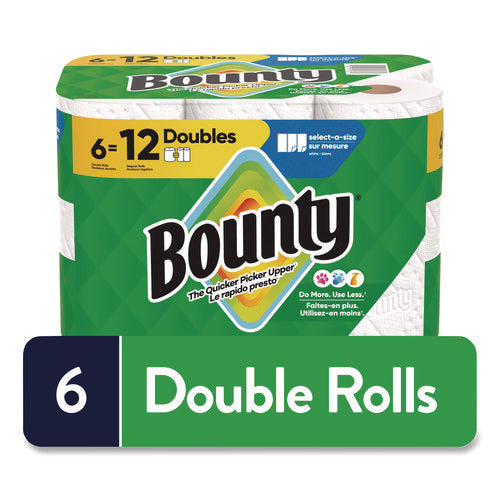 Image of Bounty® Select-a-Size Kitchen Roll Paper Towels, 2-Ply, 6 x 11, White, 82 Sheets/Double Roll, 6 Rolls/Carton