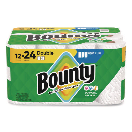 Image of Bounty® Select-a-Size Kitchen Roll Paper Towels, 2-Ply, 5.9 x 11, White, 82 Sheets/Double Roll, 12 Rolls/Carton