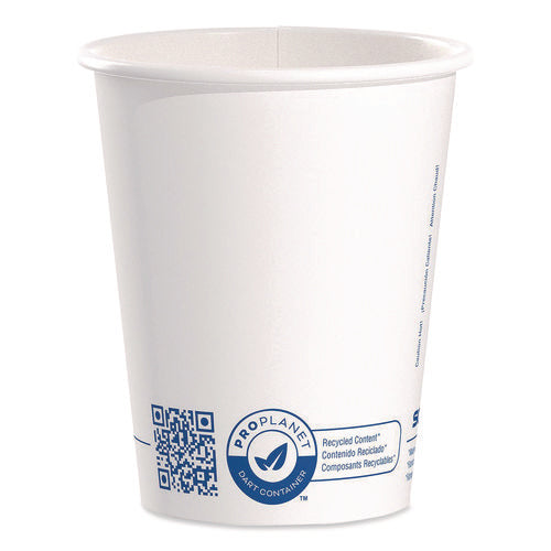 Image of SOLO® Recycled Content PCF Paper Hot Cups, ProPlanet Seal, 10 oz, White/Blue, 1,000/Carton