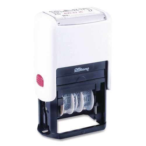 Image of Offistamp® Self-Inking Message Stamp With Blank "by" Line, 12 Years, Paid, 1.63" X 0.88", Black/red Ink