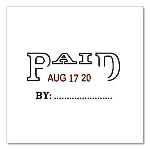 Image of Offistamp® Self-Inking Message Stamp With Blank "by" Line, 12 Years, Paid, 1.63" X 0.88", Black/red Ink