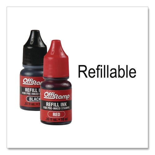 Image of Offistamp® Self-Inking Message Stamp With Blank "by" Line, 12 Years, Paid, 1.63" X 0.88", Black/red Ink