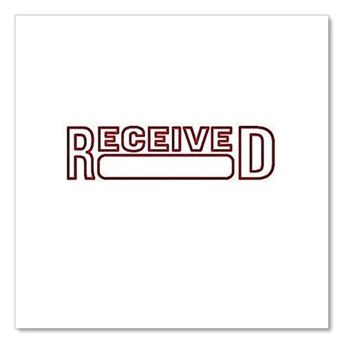 Image of Offistamp® Pre-Inked Message Stamp With Blank Date Box, Received, 1.63" X 0.38", Red Ink