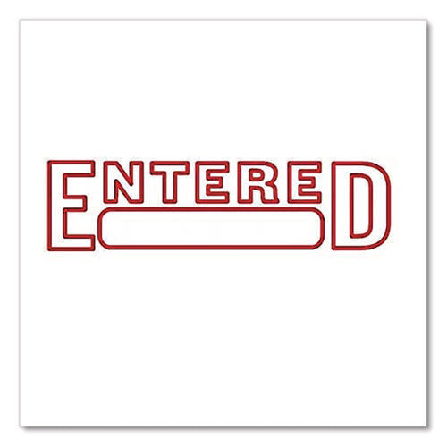 Image of Offistamp® Pre-Inked Message Stamp With Blank Date Box, Entered, 1.63" X 0.38", Red Ink