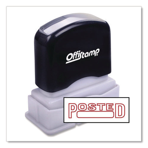 Image of Offistamp® Pre-Inked Message Stamp With Blank Date Box, Posted, 1.63" X 0.38", Red Ink