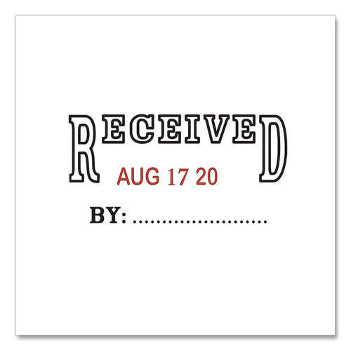 Image of Offistamp® Self-Inking Message Stamp With Blank "by" Line, 12 Years, Received, 1.63" X 0.88", Black/red Ink