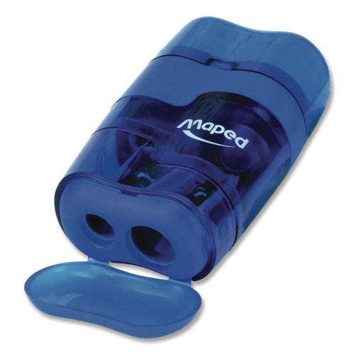 Image of Maped Helix DUO 2-Hole Canister Pencil Sharpener/Eraser Combo, 3.74 x 1.08 x 4.92, Randomly Assorted Colors