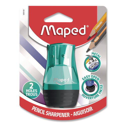 Image of Maped Helix Tonic 2-Hole Canister Pencil Sharpener, 3.74 x 1.6 x 4.92, Randomly Assorted Colors