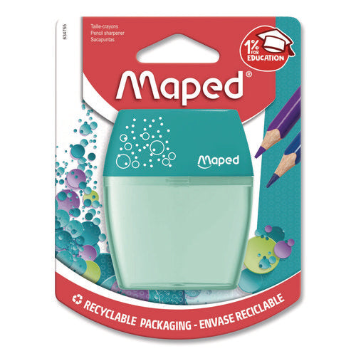 Image of Maped Helix Shaker Two-Hole Canister Pencil Sharpener, 3.74 x 1.02 x 4.92, Randomly Assorted Color