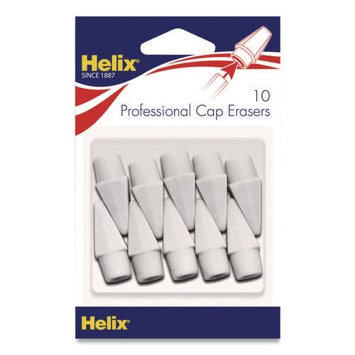 Image of Maped Helix Professional Hi-Polymer Oversized Pencil Cap Erasers, For Pencil Marks, White, 10/Pack