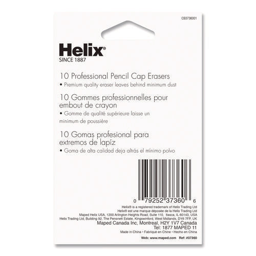 Image of Maped Helix Professional Hi-Polymer Oversized Pencil Cap Erasers, For Pencil Marks, White, 10/Pack