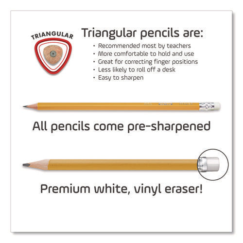 Image of Maped Helix Essentials Triangular Pre-Sharpened Pencils, HB (#2), Black Lead, Yellow Barrel, 12/Box
