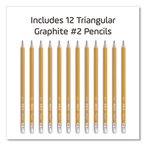 Image of Maped Helix Essentials Triangular Pre-Sharpened Pencils, HB (#2), Black Lead, Yellow Barrel, 12/Box