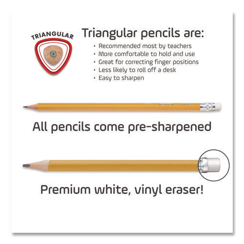 Image of Maped Helix Essentials Triangular Pre-Sharpened Pencils, HB (#2), Black Lead, Yellow Barrel, 144/Box