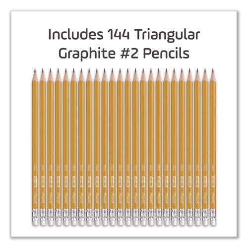 Image of Maped Helix Essentials Triangular Pre-Sharpened Pencils, HB (#2), Black Lead, Yellow Barrel, 144/Box