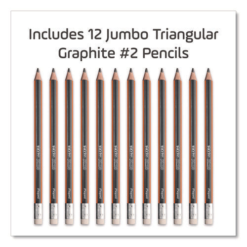 Image of Maped Helix Black'Peps Jumbo Triangular Pencils, HB (#2), Black Lead, Orange/Black Barrel, Dozen