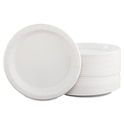 Image of SOLO® Bare Eco-Forward Clay-Coated Paper Dinnerware, ProPlanet Seal, Plate, 8.5" dia, White, 125/Pack, 4 Packs/Carton