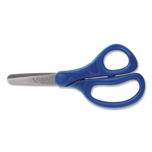 Image of Maped Helix Essential Blunt School Scissors School Pack, Rounded Tip, 5.35" Long, 2" Cut Length, Straight Assorted Handle, Dozen