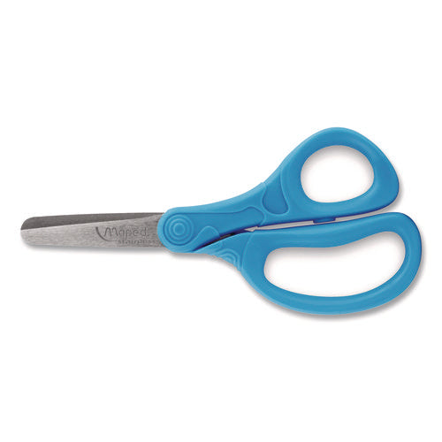 Image of Maped Helix Essential Blunt School Scissors School Pack, Rounded Tip, 5.35" Long, 2" Cut Length, Straight Assorted Handle, Dozen