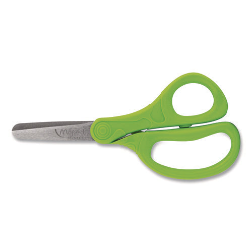 Image of Maped Helix Essential Blunt School Scissors School Pack, Rounded Tip, 5.35" Long, 2" Cut Length, Straight Assorted Handle, Dozen