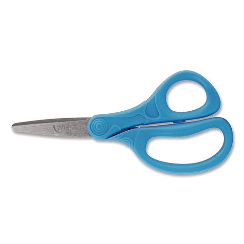 Image of Maped Helix Essential Pointed School Scissors School Pack, Pointed Tip, 5.35" Long, 2" Cut Length, Straight Assorted Handle, 12/Pack