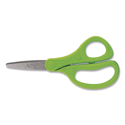 Image of Maped Helix Essential Pointed School Scissors School Pack, Pointed Tip, 5.35" Long, 2" Cut Length, Straight Assorted Handle, 12/Pack