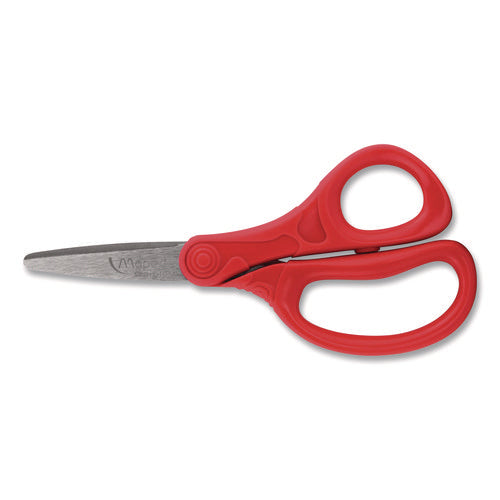 Image of Maped Helix Essential Pointed School Scissors School Pack, Pointed Tip, 5.35" Long, 2" Cut Length, Straight Assorted Handle, 12/Pack