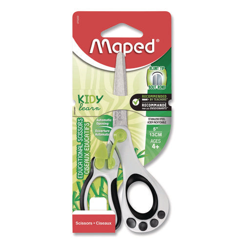 Image of Maped Helix Kidy Spring-Assisted Educational Scissors Rounded Tip, 5.41" Long, 2" Cut Length, Straight White/ Black Handle