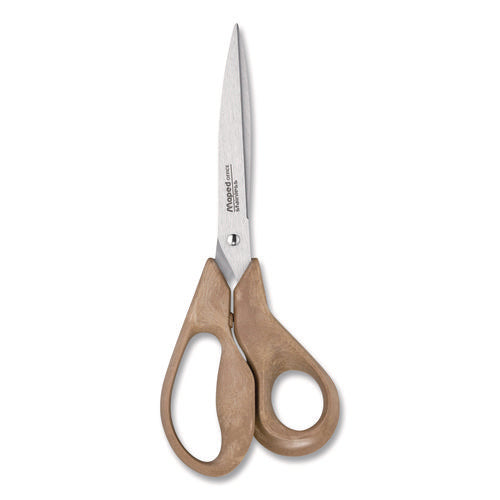 Image of Maped Helix Advanced Wood Multipurpose Scissors, 8.25" Long, 4.75" Cut Length, Straight Brown Handle