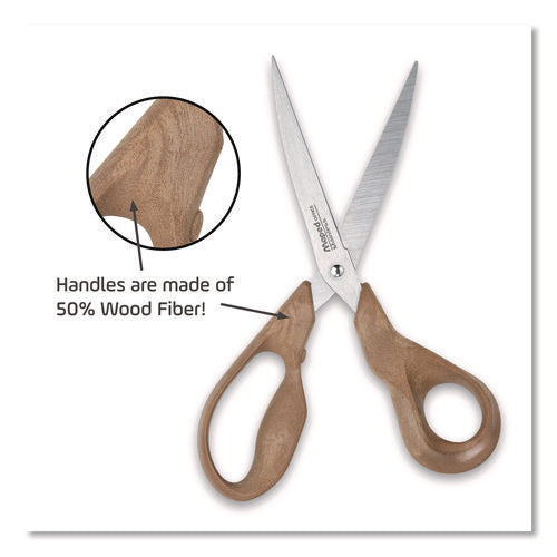 Image of Maped Helix Advanced Wood Multipurpose Scissors, 8.25" Long, 4.75" Cut Length, Straight Brown Handle