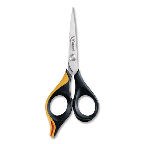 Image of Maped Helix Ultimate Precision Soft Grip Multipurpose Scissors, 5.75" Long, 3" Cut Length, Straight Black/Orange Handle