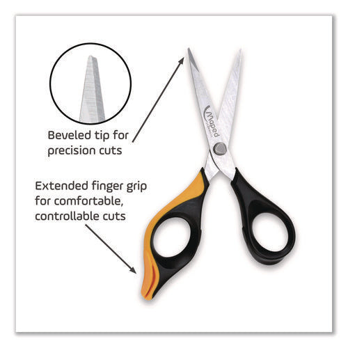 Image of Maped Helix Ultimate Precision Soft Grip Multipurpose Scissors, 5.75" Long, 3" Cut Length, Straight Black/Orange Handle