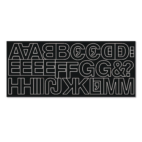 Image of Creative Start® Peel-and-Stick Letters, Numbers and Symbols, 1" Tall, Black Characters, White Background, 256 Pieces