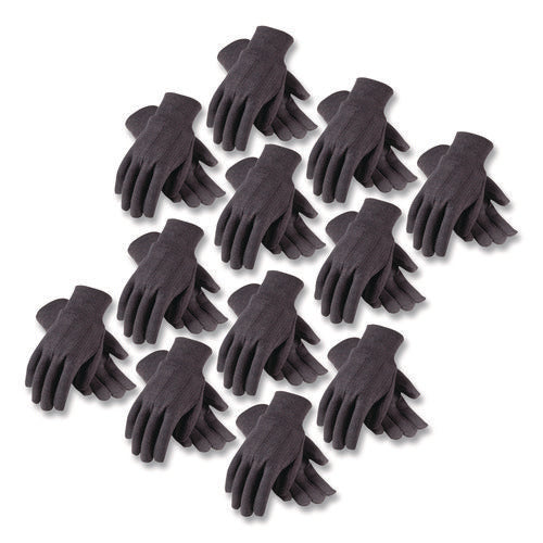 Image of PIP Polyester/cotton Jersey Gloves, Men's, Brown, 12 Pairs
