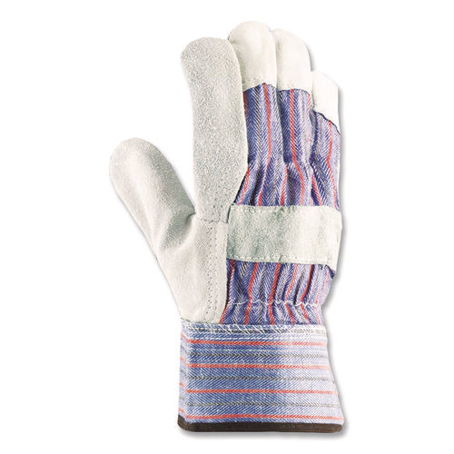Image of PIP Shoulder Split Cowhide Leather Palm Gloves, B/c Grade, Large, Blue/gray, 12 Pairs
