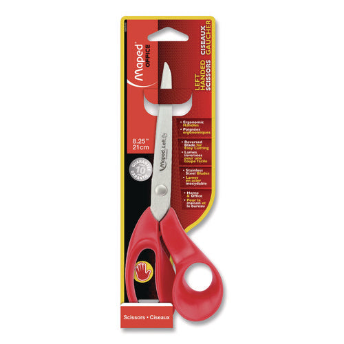 Image of Maped Helix Expert Left-Handed Multipurpose Scissors, 8.25" Long, 5" Cut Length, Straight Red Handle