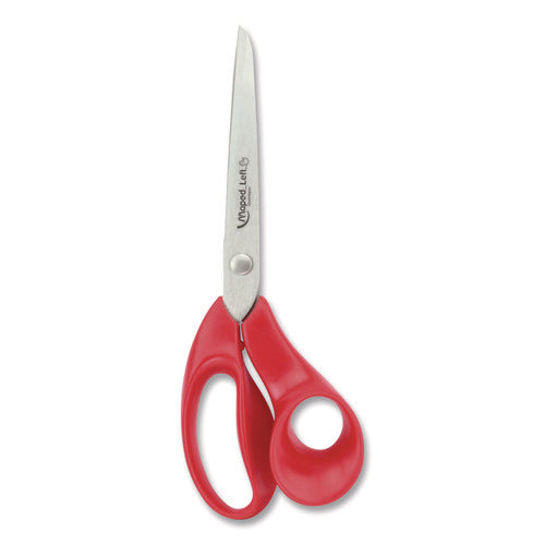 Image of Maped Helix Expert Left-Handed Multipurpose Scissors, 8.25" Long, 5" Cut Length, Straight Red Handle