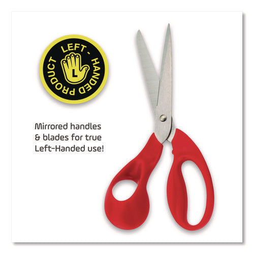 Image of Maped Helix Expert Left-Handed Multipurpose Scissors, 8.25" Long, 5" Cut Length, Straight Red Handle