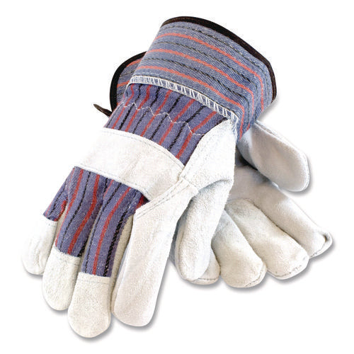 Image of PIP Shoulder Split Cowhide Leather Palm Gloves, B/c Grade, X-Large, Blue/gray, 12 Pairs