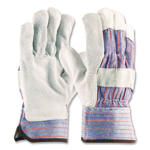 Image of PIP Shoulder Split Cowhide Leather Palm Gloves, B/c Grade, X-Large, Blue/gray, 12 Pairs