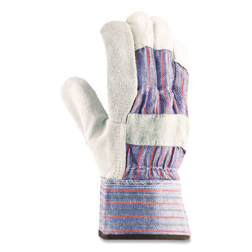 Image of PIP Shoulder Split Cowhide Leather Palm Gloves, B/c Grade, X-Large, Blue/gray, 12 Pairs