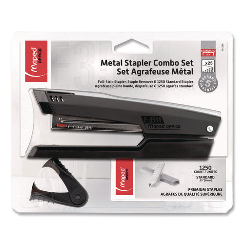 Image of Maped Helix Essentials Metal Full Strip Stapler and Remover Combo, 25 Sheet Capacity, Black